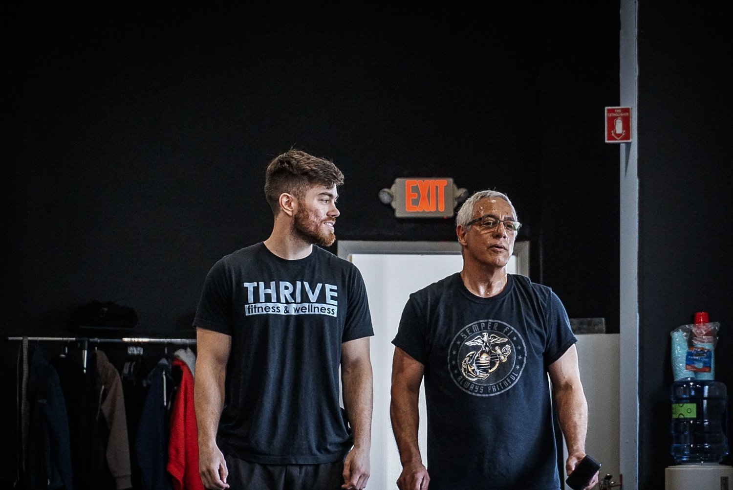Personal trainer and student in the Thrive Group Strength Training gym